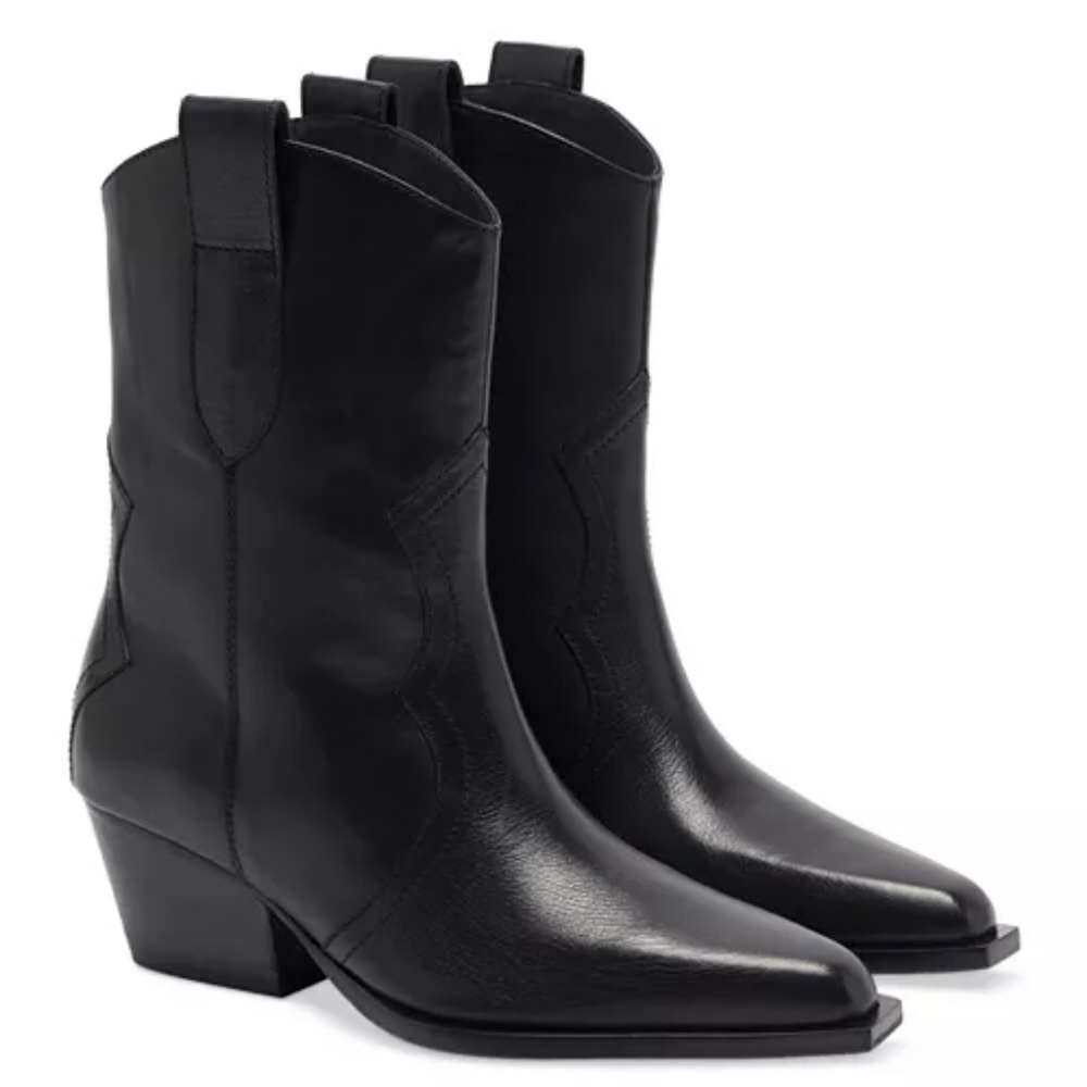 Free People Black Pointed-Toe Western Ankle Boots